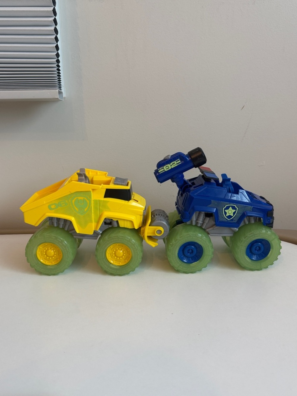 Yellow and Blue Kids Monster Trucks Toy Set - Vehicles Paw Patrol